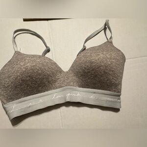 PINK Victoria's Secret Gray Marl Logo 32D Wear Everywhere Wireless Push Up Bra